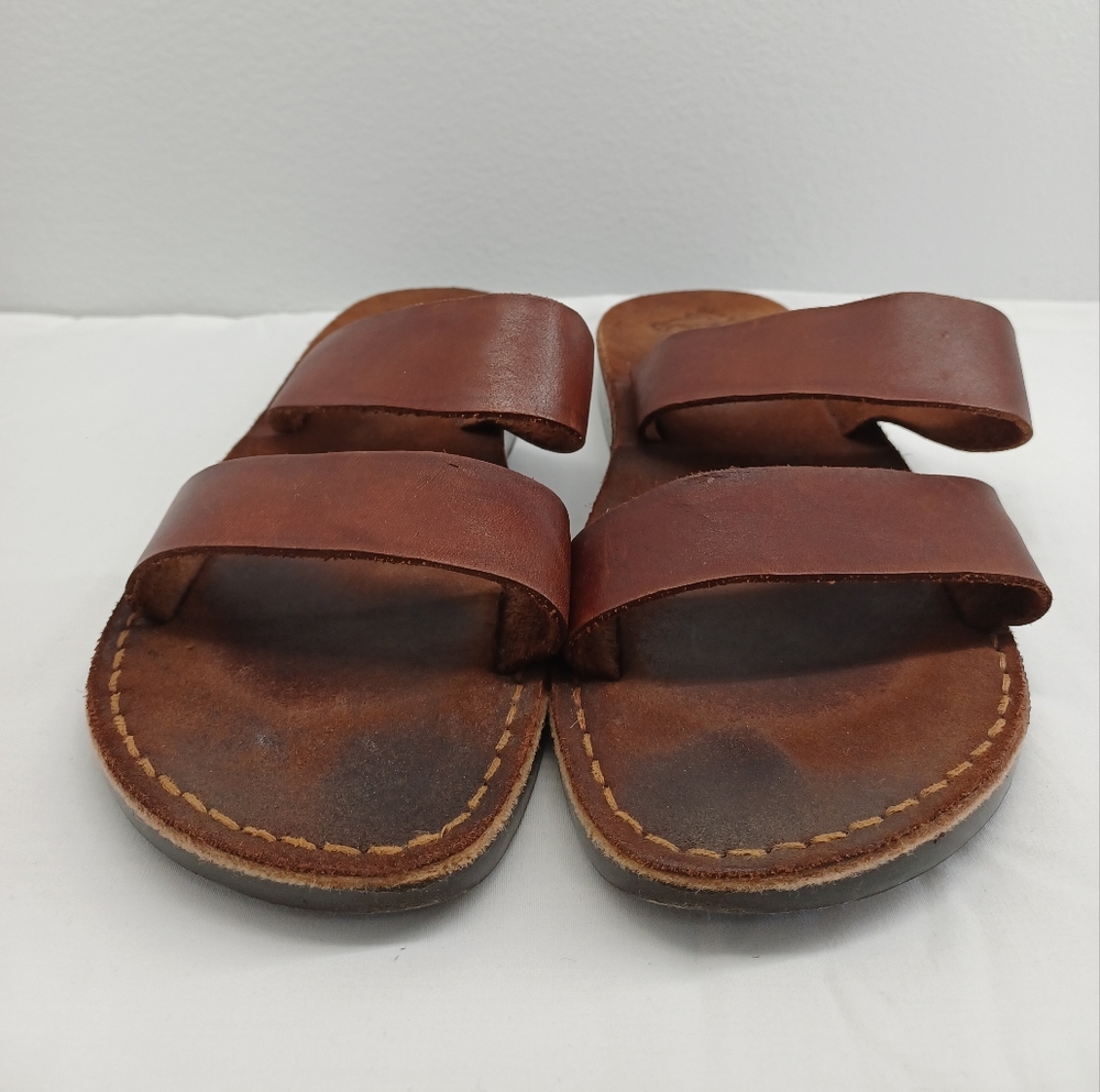 Men's Double-Strap Leather Sandals - Brown, made in Jerusalem
